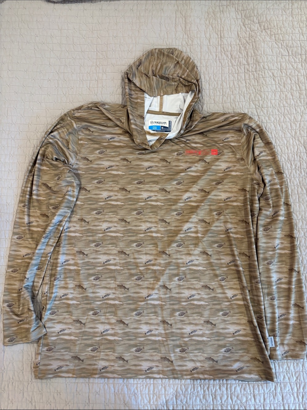 Magellan Outdoors Tan Camo Lightweight Hooded Performance Shirt Jacket